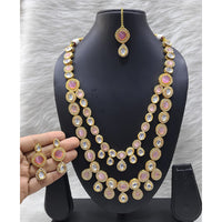 FS Collection Sparkling Kundan Double Layer Necklace Set For Wedding Wear