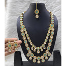 FS Collection Sparkling Kundan Double Layer Necklace Set For Wedding Wear