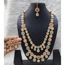 FS Collection Sparkling Kundan Double Layer Necklace Set For Wedding Wear