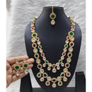 FS Collection Sparkling Kundan Double Layer Necklace Set For Wedding Wear