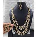 FS Collection Sparkling Kundan Double Layer Necklace Set For Wedding Wear
