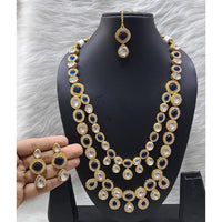 FS Collection Sparkling Kundan Double Layer Necklace Set For Wedding Wear