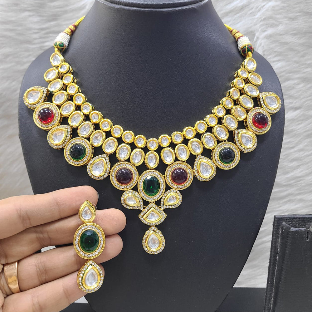 FS Collection Sparkling Kundan Choker Necklace Set For All Occaisions