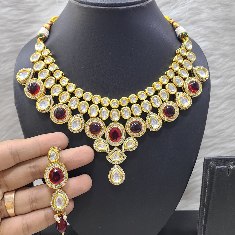 FS Collection Sparkling Kundan Choker Necklace Set For All Occaisions