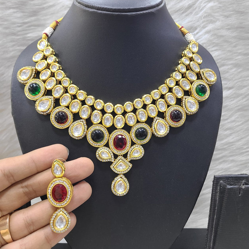 FS Collection Sparkling Kundan Choker Necklace Set For All Occaisions