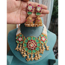 FS Collection Opulent Kundan and Pearl Choker Necklace Set with Matching Earrings