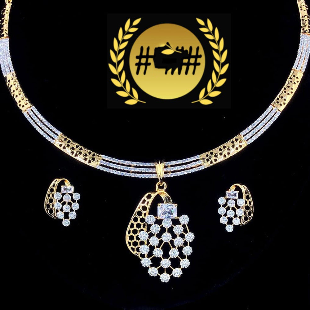 FS Collection Glamorous American Diamond Necklace Set with Brilliant Shine