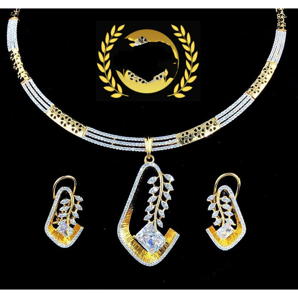 FS Collection Glamorous American Diamond Necklace Set with Brilliant Shine