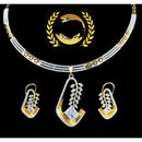FS Collection Glamorous American Diamond Necklace Set with Brilliant Shine
