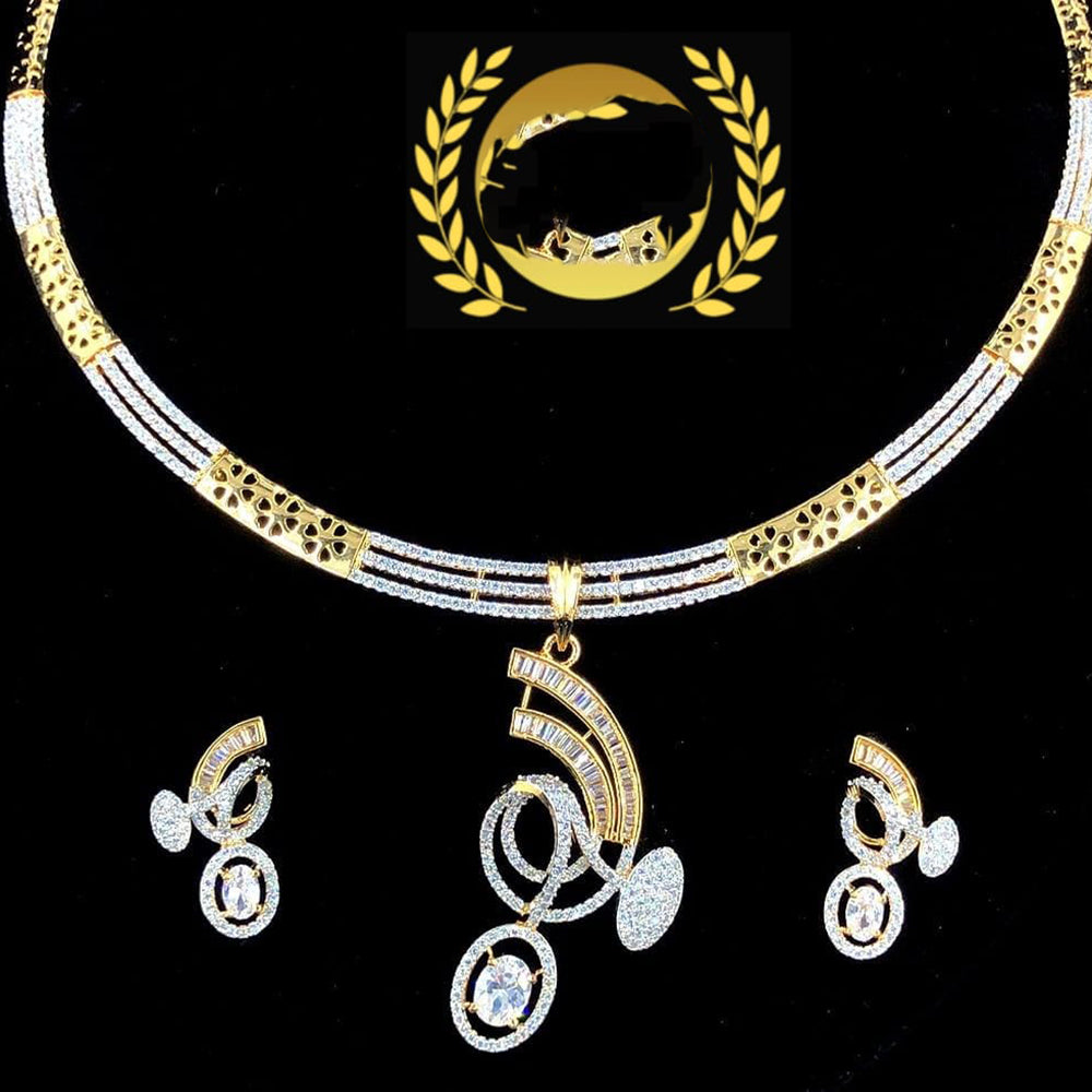 FS Collection Glamorous American Diamond Necklace Set with Brilliant Shine