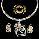 FS Collection Glamorous American Diamond Necklace Set with Brilliant Shine