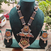 FS Collection Royal Oxidised Silver Necklace Set Featuring Intricate Carvings