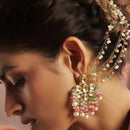 FS Collection Heritage Kundan and Pearl Kan Chain with Delicate Craftsmanship
