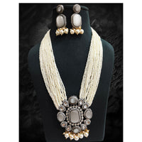 FS Collection Royal Kundan and Pearl Long Necklace Set With Intricate Pearl Mala for Special Events