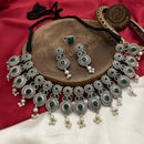 FS Collection Vintage Look Oxidised Pota Stone And Pearl Necklace Set