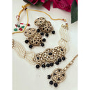 FS Collection Elegant Glow Crystal Stone And Pearl Necklace Set