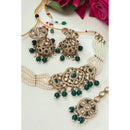 FS Collection Elegant Glow Crystal Stone And Pearl Necklace Set