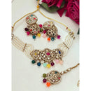 FS Collection Elegant Glow Crystal Stone And Pearl Necklace Set