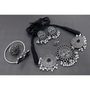 FS Collection Oxidised Plated Gleam Drop Pota And Pearl Necklace Set