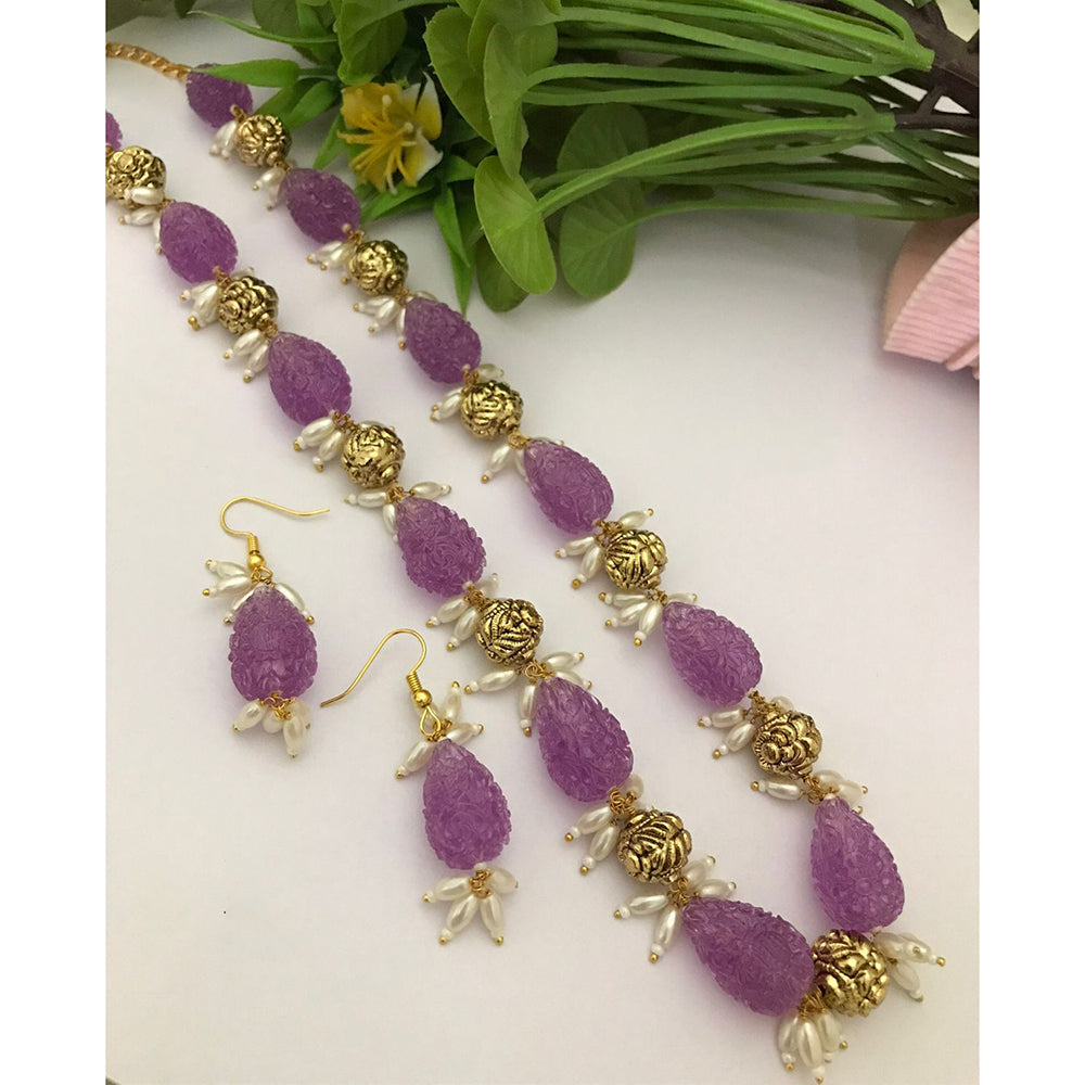 FS Collection Elegant Fancy Pearl And Beads Necklace Set