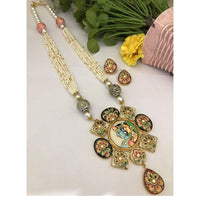FS Collection Modern Fusion Pota Pearl And Beads Long Necklace Set