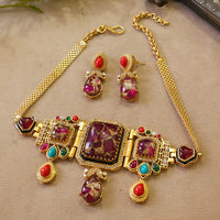 FS Collection Radiant Designer Pota Stone Necklace Set