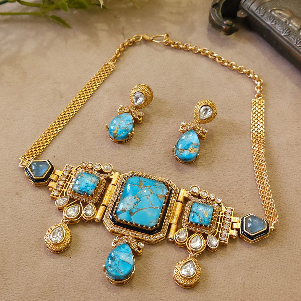 FS Collection Radiant Designer Pota Stone Necklace Set