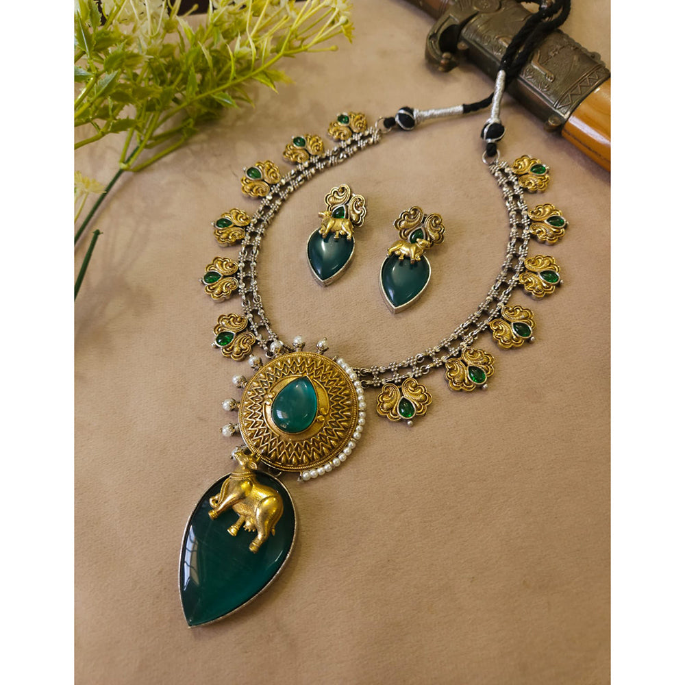 FS Collection Radiant Designer Pota Stone Necklace Set