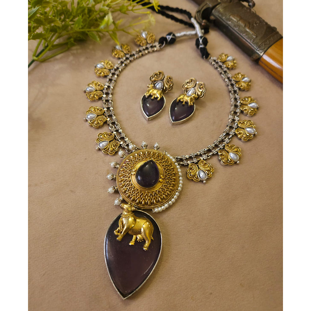 FS Collection Radiant Designer Pota Stone Necklace Set