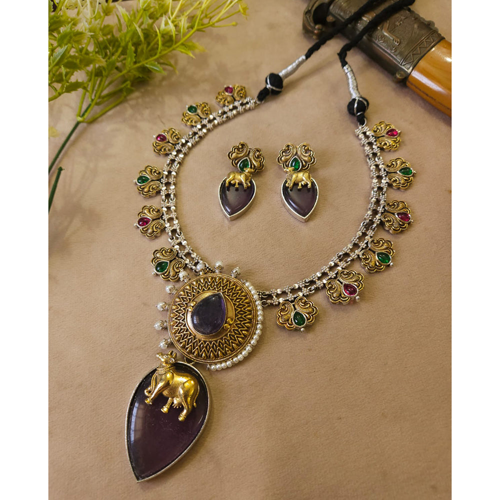 FS Collection Radiant Designer Pota Stone Necklace Set