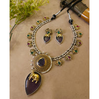 FS Collection Radiant Designer Pota Stone Necklace Set