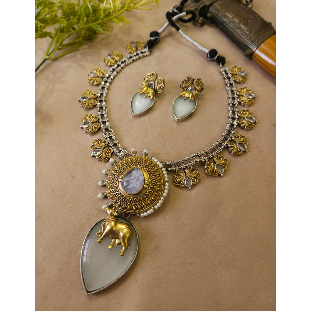 FS Collection Radiant Designer Pota Stone Necklace Set