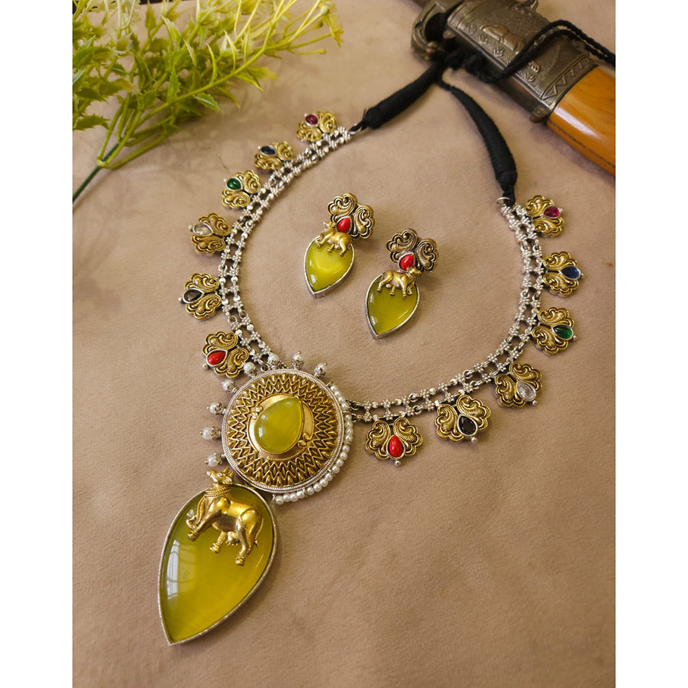 FS Collection Radiant Designer Pota Stone Necklace Set
