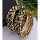 FS Collection Classic Elegance Pota And Kundan Stone Bangle Set
