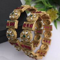 FS Collection Classic Elegance Pota And Kundan Stone Bangle Set