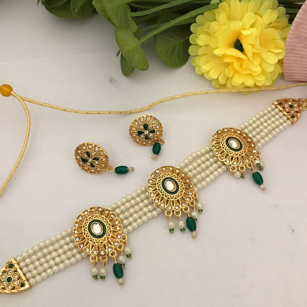 FS Collection Elegant Pota And Pearl Beads Long Necklace Set
