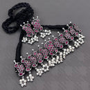 FS Collection Royal Oxidised Plated Pota Stone And Pearl Necklace Set