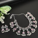 FS Collection Royal Oxidised Plated Pota Stone And Pearl Necklace Set