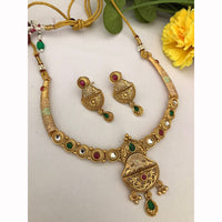 FS Collection Exquisite Pota Stone And Meenakari Necklace Set