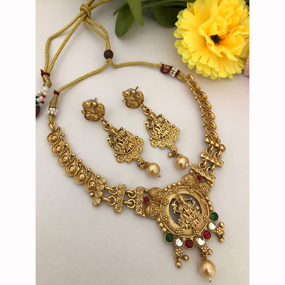 FS Collection Exquisite Pota Stone And Meenakari Necklace Set