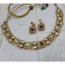 FS Collection Elegant Kundan And Pota Stone Necklace Set
