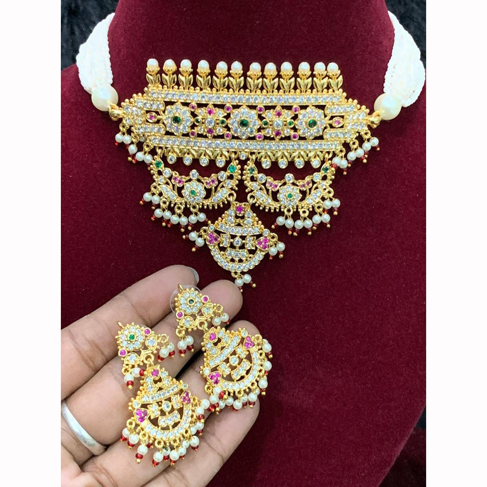 FS Collection Designer Austrian And Pearl Choker Necklace Set