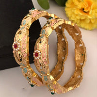 FS Collection Designer Meenakari And Pota Pearl Stone Bangle Set