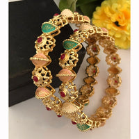 FS Collection Designer Pota Stone And Meenakari Bangle Set