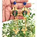 FS Collection Elegant Pota Stone And Ghungroo Long Dangler Earrings