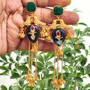 FS Collection Elegant Pota Stone And Ghungroo Long Dangler Earrings