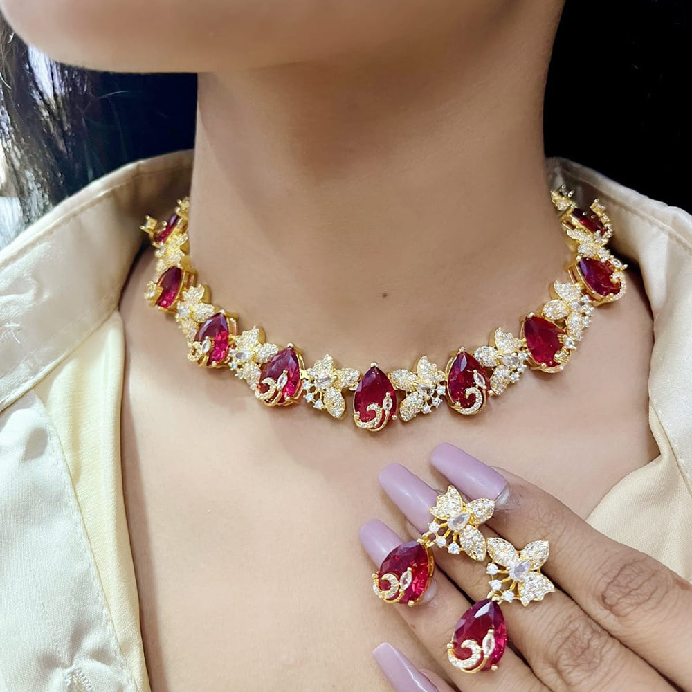 FS Collection Radiant Crystal Stone Festive Necklace Set