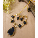 FS Collection Trendy Austrian Stone And Pota Stone Necklace Set