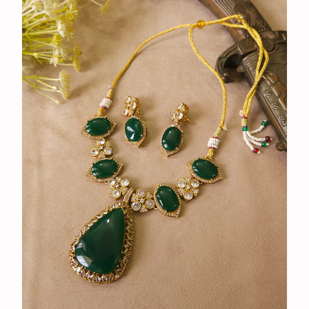 FS Collection Trendy Austrian Stone And Pota Stone Necklace Set