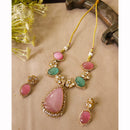 FS Collection Trendy Austrian Stone And Pota Stone Necklace Set